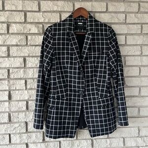 The Limited Black And White Window Plaid One Button Blazer Size 4